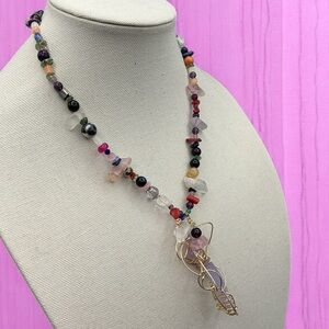 Multicolor Beaded Crystal Gemstone Necklace